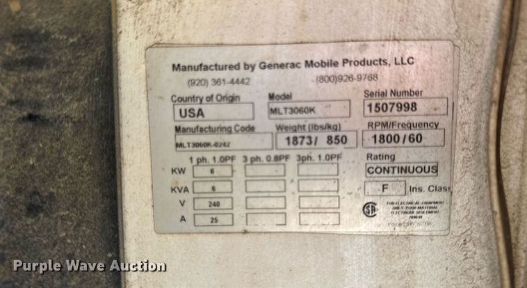 image for item EC4059 2015 Magnum MLT3060K light plant