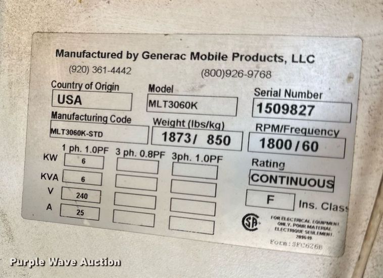 image for item EC4083 2015 Magnum MLT3060K light plant