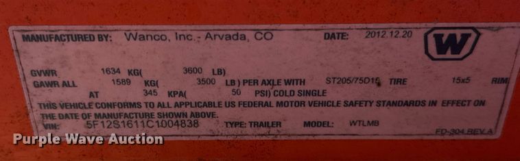 image for item EC4101 (2) 2012 Wanco WTLMB message board trailers