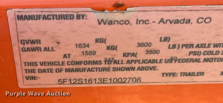 image for item EC4104 2014 Wanco WTLMB message board trailer