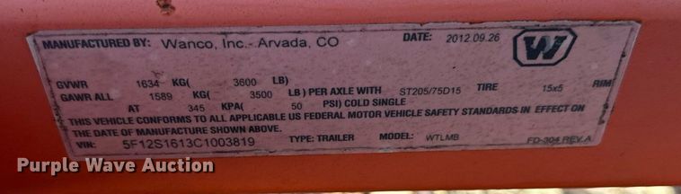 image for item EC4107 2012 Wanco WTLMB message board trailer