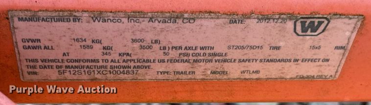 image for item EC4108 2012 Wanco WTLMB message board trailer