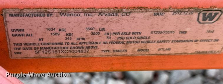 image for item EC4108 2012 Wanco WTLMB message board trailer