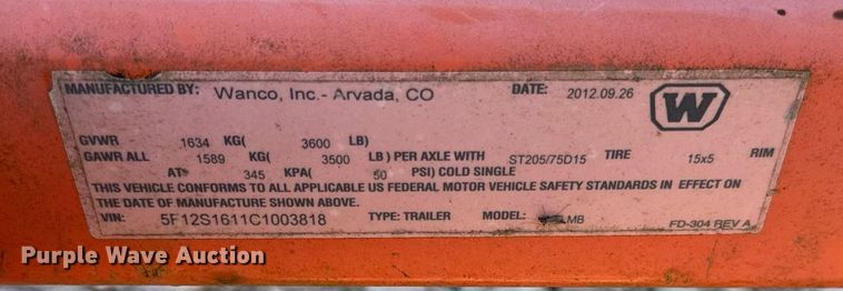 image for item EC4112 2012 Wanco WTLMB message board trailer