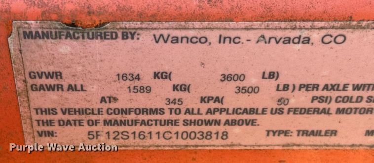 image for item EC4112 2012 Wanco WTLMB message board trailer