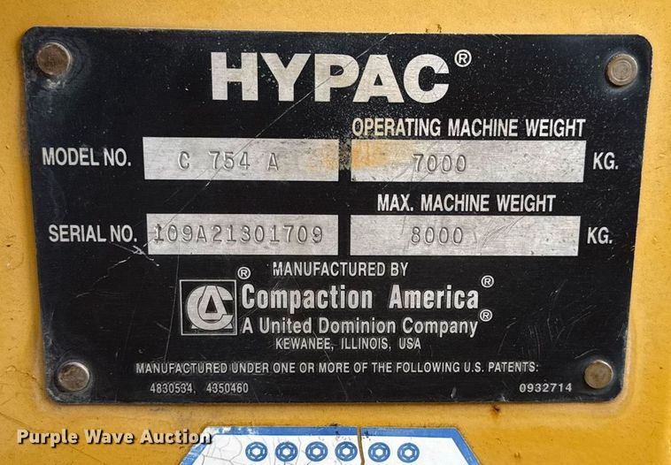image for item ED4176 2000 Hypac C754A double drum vibratory roller