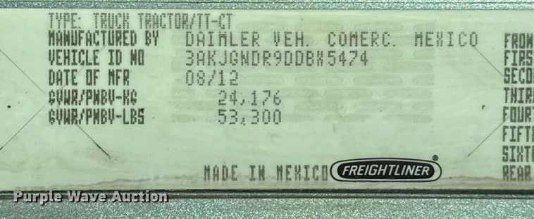 image for item ED5565 2013 Freightliner Coronado dump truck