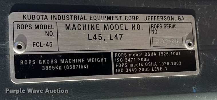 image for item ED5566 2020 Kubota L47 backhoe