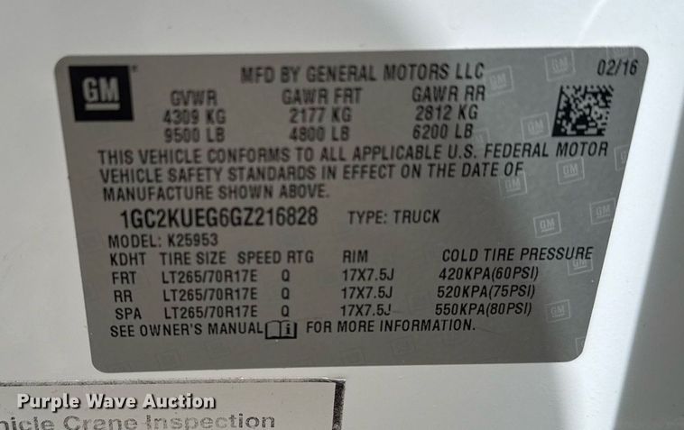 image for item EG2657 2016 Chevrolet Silverado 2500HD Double Cab utility bed pickup truck