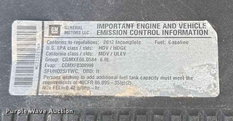 image for item EG2660 2012 Chevrolet Silverado 2500HD Ext. Cab utility bed pickup truck