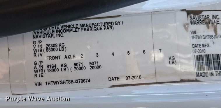 image for item EG2664 2011 International 7600 dump truck