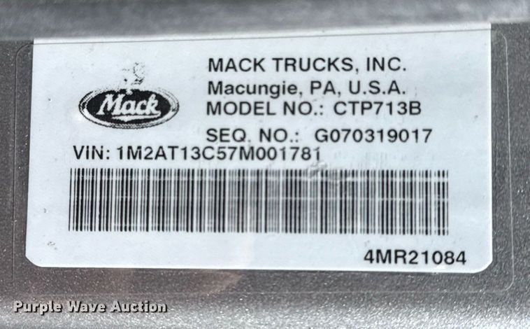 image for item EG5670 2007 Mack CTP dump truck
