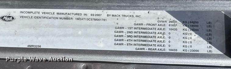 image for item EG5670 2007 Mack CTP dump truck