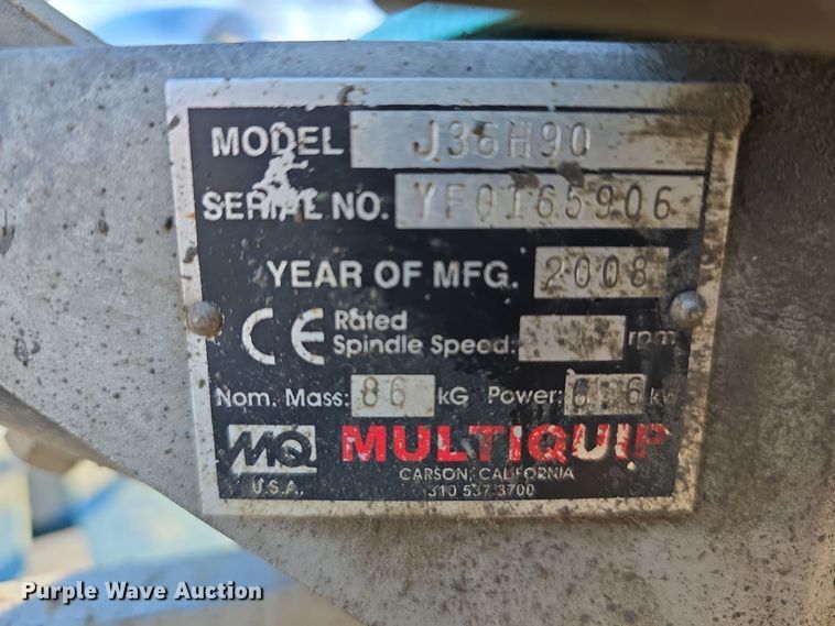 image for item EH8715 2008 MultiQuip Whiteman J36H90 power trowel