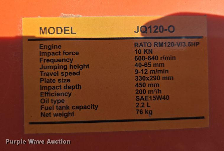 image for item EH8854 (2) JQ Power JQ120-O plate compactors