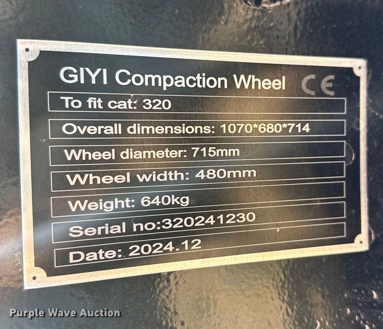 image for item EJ3537 2024 GIYI excavator compaction wheel