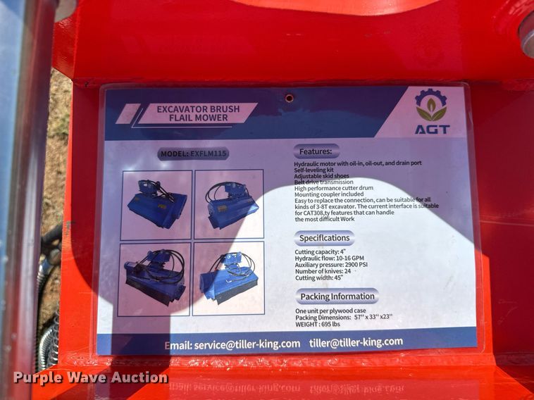 image for item EJ3543 2023 Agrotk EXFLM115 excavator flail mower