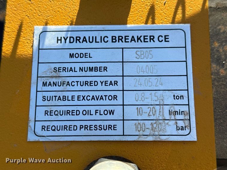 image for item EJ3555 2024 MIVA SB05 hydraulic breaker