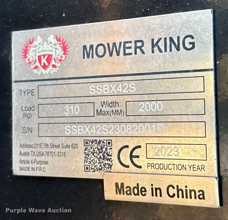 image for item EJ3558 2023 Mower King SSBX42S skid steer wood chipper