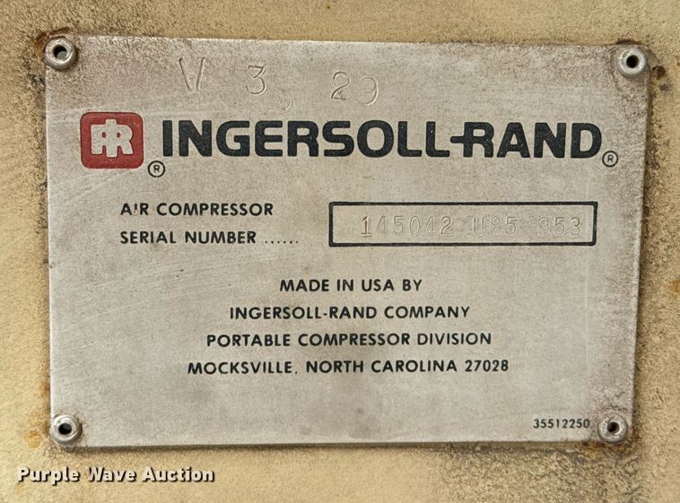 image for item EJ3580 1985 Ingersoll Rand 175 air compressor