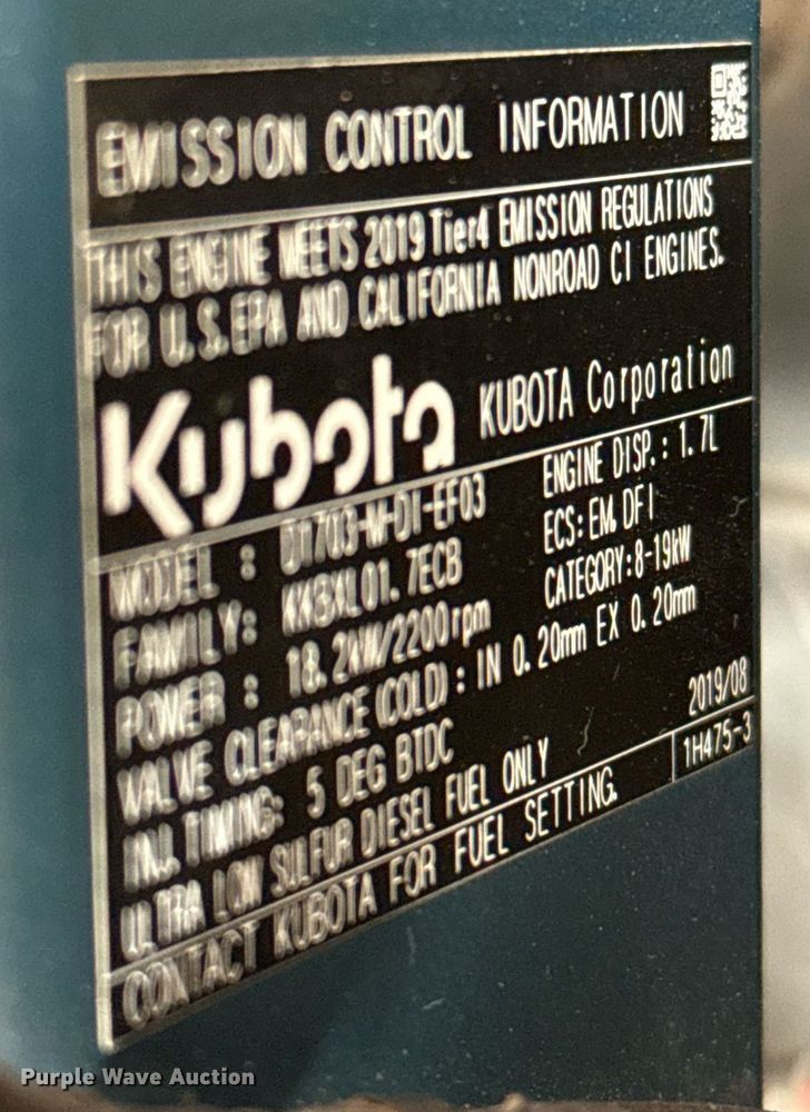 image for item EJ3587 2021 Kubota U35-4 mini excavator