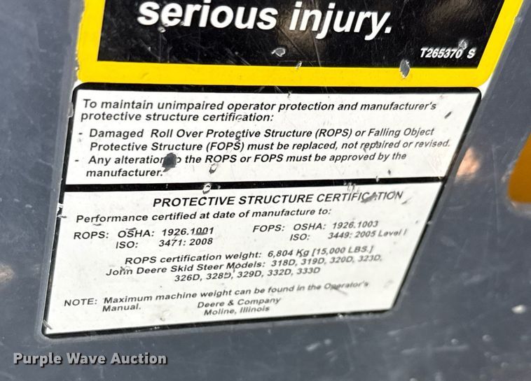 image for item EJ3627 2013 John Deere 332D skid steer loader