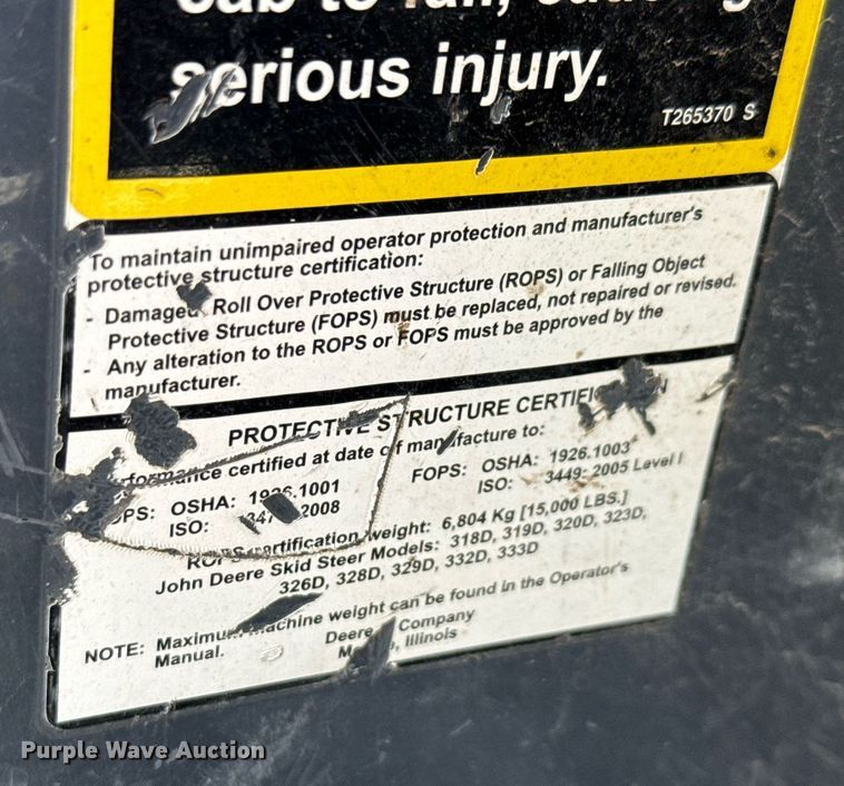 image for item EJ3628 2013 John Deere 332D skid steer loader