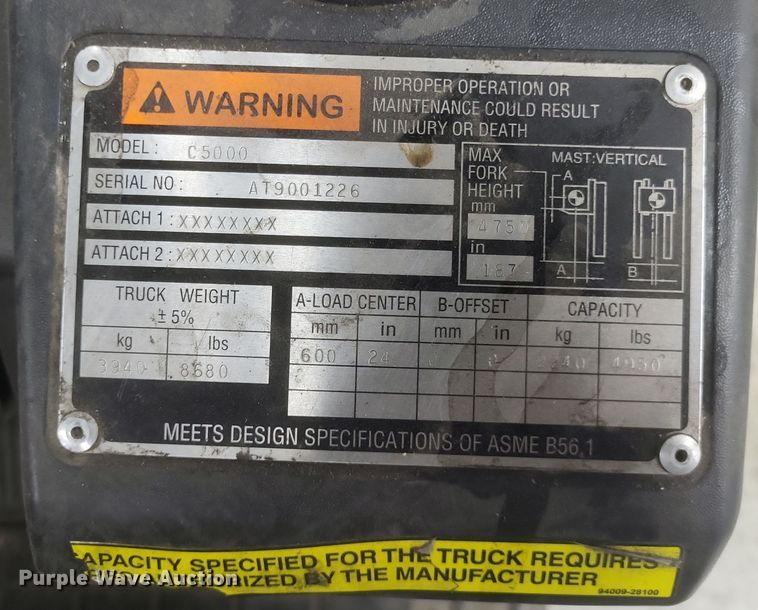 image for item EJ7378 2008 Caterpillar C5000 forklift