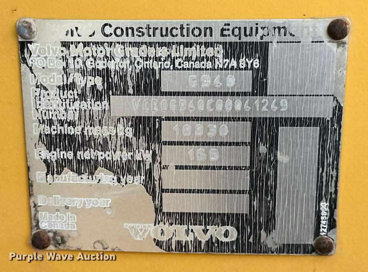 image for item EK0561 2007 Volvo G940 motor grader