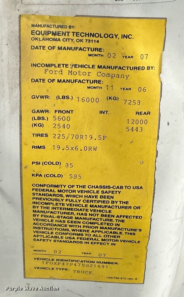 image for item EK2768 2007 Ford F450 Super Duty XL bucket truck