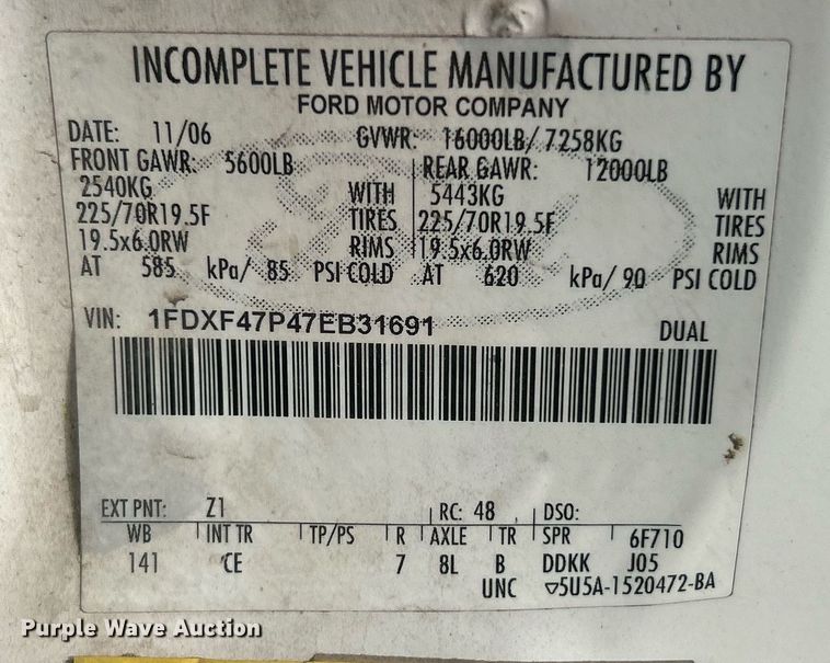 image for item EK2768 2007 Ford F450 Super Duty XL bucket truck