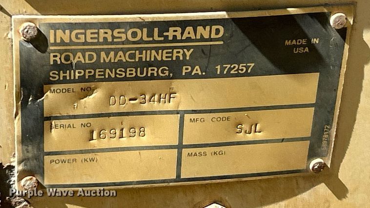 image for item EK2776 2001 Ingersoll Rand DD34HF double drum vibratory roller