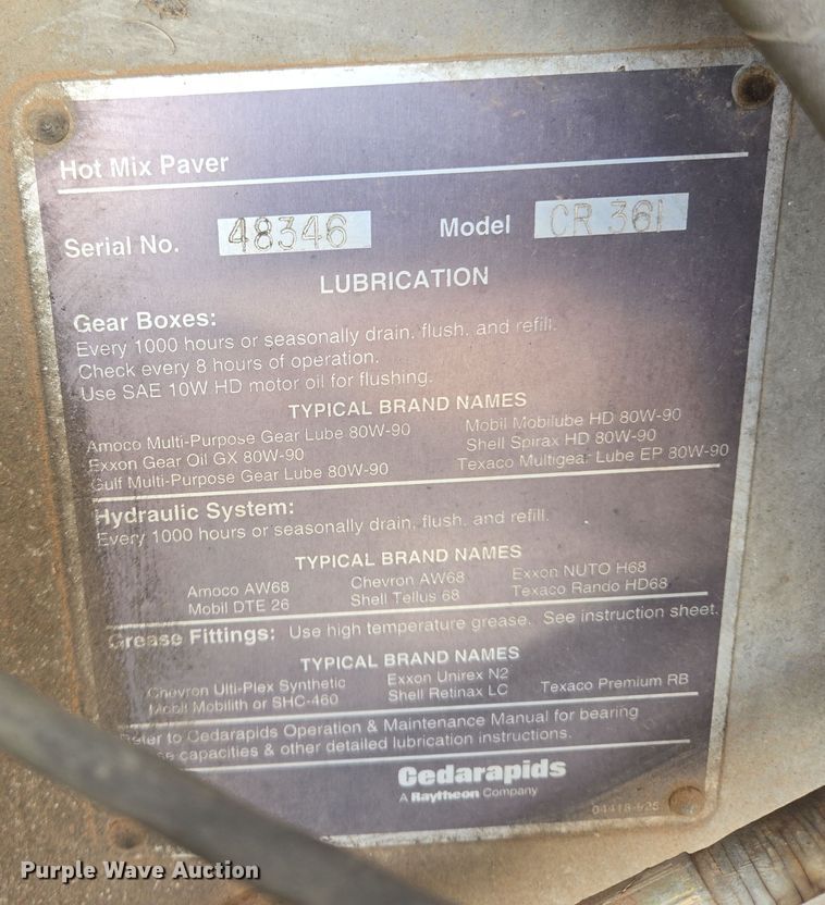 image for item EL5710 1991 Cederapids CR361 paver