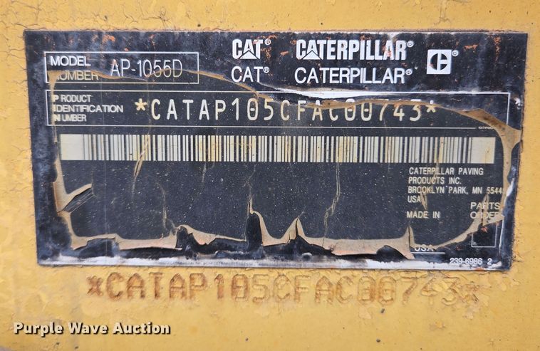 image for item EL5711 2009 Caterpillar AP-1055D paver