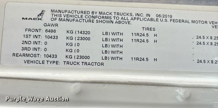 image for item EM0041 2020 Mack Pinnacle dump truck