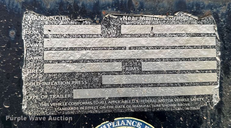 image for item EM3640 2004 Neal Manufacturing equipment trailer