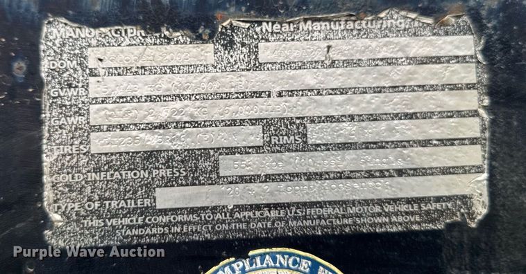 image for item EM3640 2004 Neal Manufacturing equipment trailer