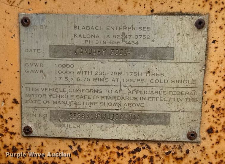 image for item EM3712 2001 Slabach Enterprises Wheel Reeler I-85 reel trailer