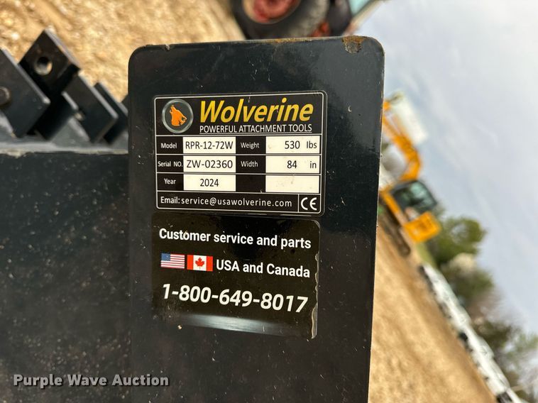 image for item EN5210 2024 Wolverine RPR-12-72W skid steer ripper