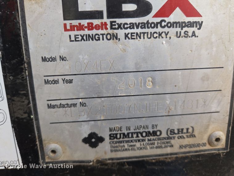 image for item EN8856 2018 Link-Belt 210X4 excavator