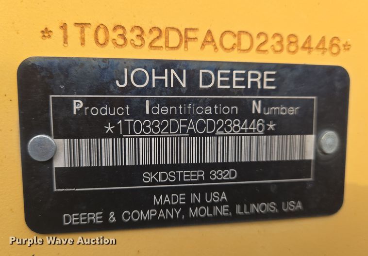 image for item EN8868 2013 John Deere 332D skid steer loader
