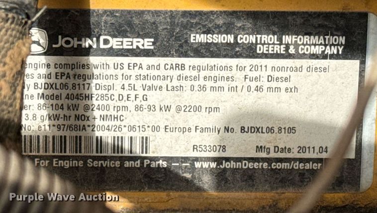 image for item EQ1229 2011 Sullair 375HH JD3 air compressor