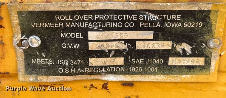 image for item EQ1230 2007 Vermeer RTX1250 cable plow