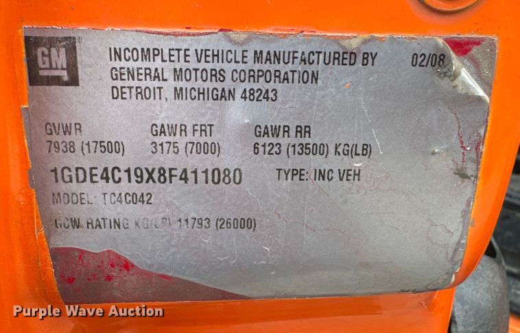 image for item EQ6904 2008 GMC  C4500 flatbed truck