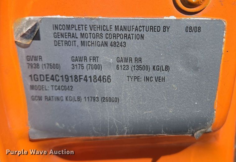 image for item EQ6911 2008 GMC C4500 flatbed truck