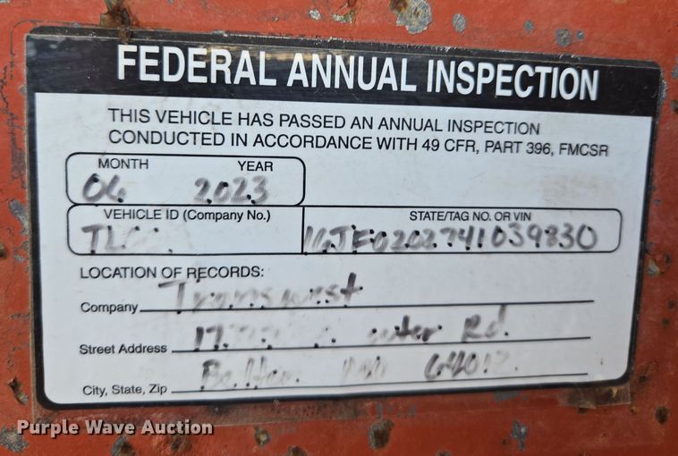 image for item EQ6941 2004 Belshe equipment trailer