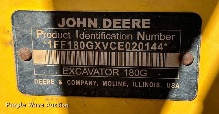 image for item ER8960 2012 John Deere 180G LC excavator