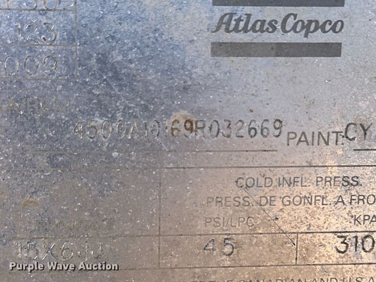 image for item ER8962 2009 Atlas Copco XAS 185 JD RSC air compressor