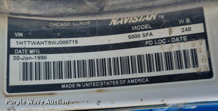 image for item NB9993 1998 International  Paystar 5000 ready mix truck