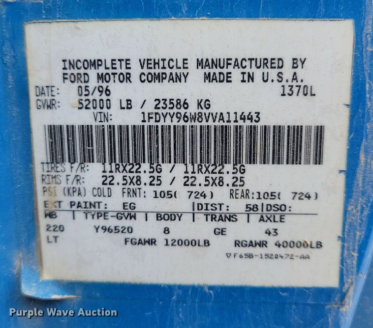 image for item NB9999 1997 Ford Aero Max LA9000 semi truck